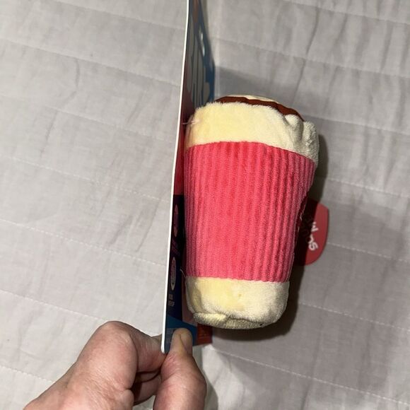 BARK Plush French Kiss Cafe Strawberry Coffee Chews You Squeaky Dog Toys - Picture 6 of 10